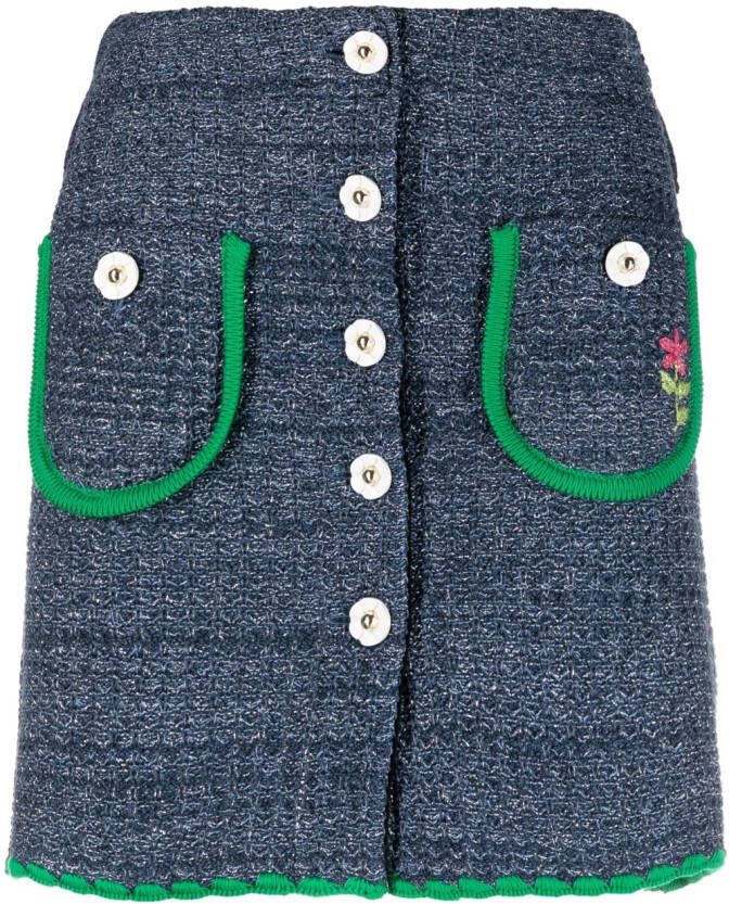 CORMIO Chiara mini-rok met bloemknopen Blauw