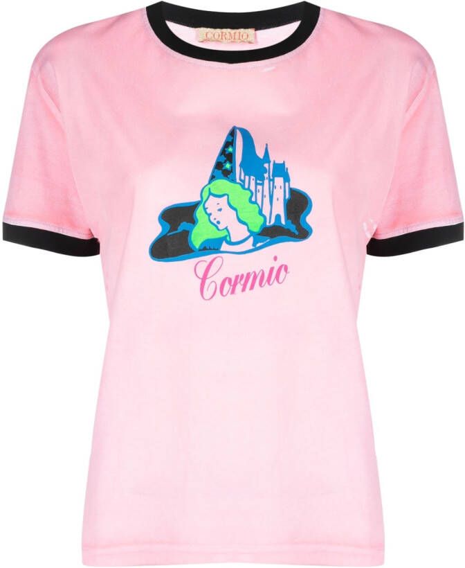 CORMIO T-shirt met logoprint Roze