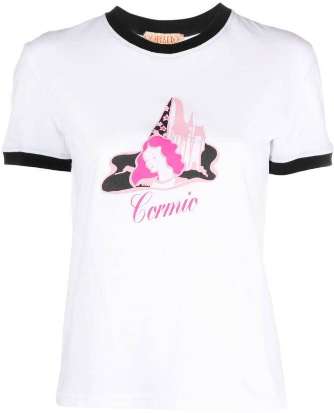CORMIO T-shirt met logoprint Wit