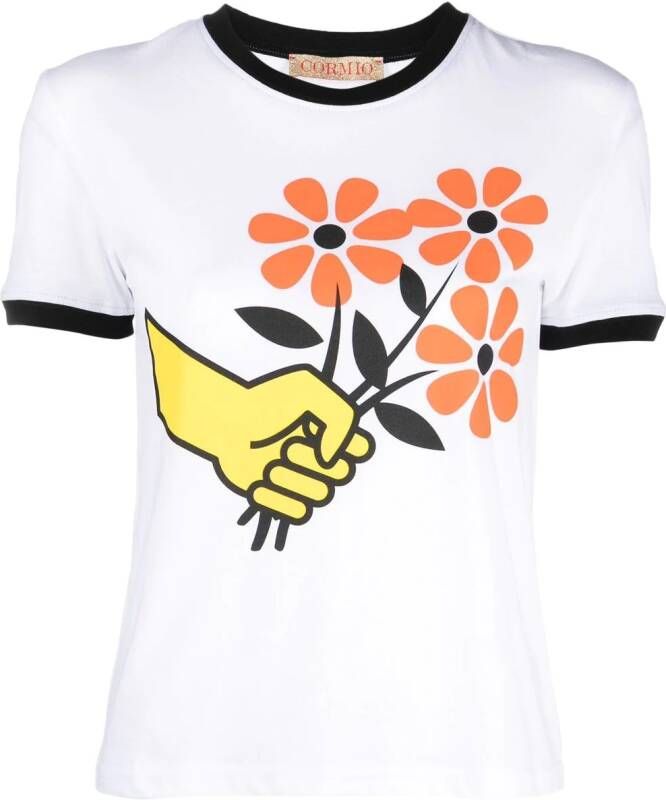 CORMIO T-shirt met print Wit