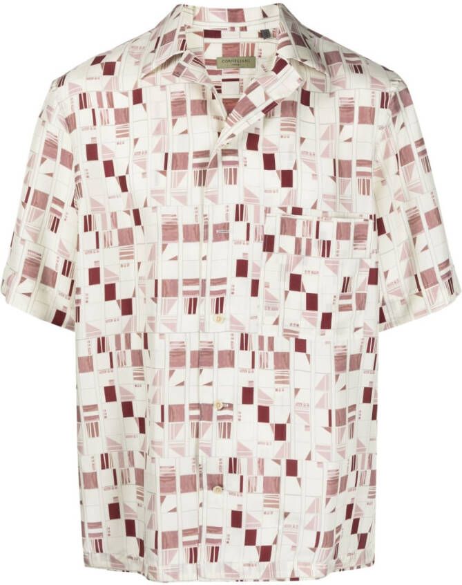Corneliani Overhemd met geometrisch patroon Beige