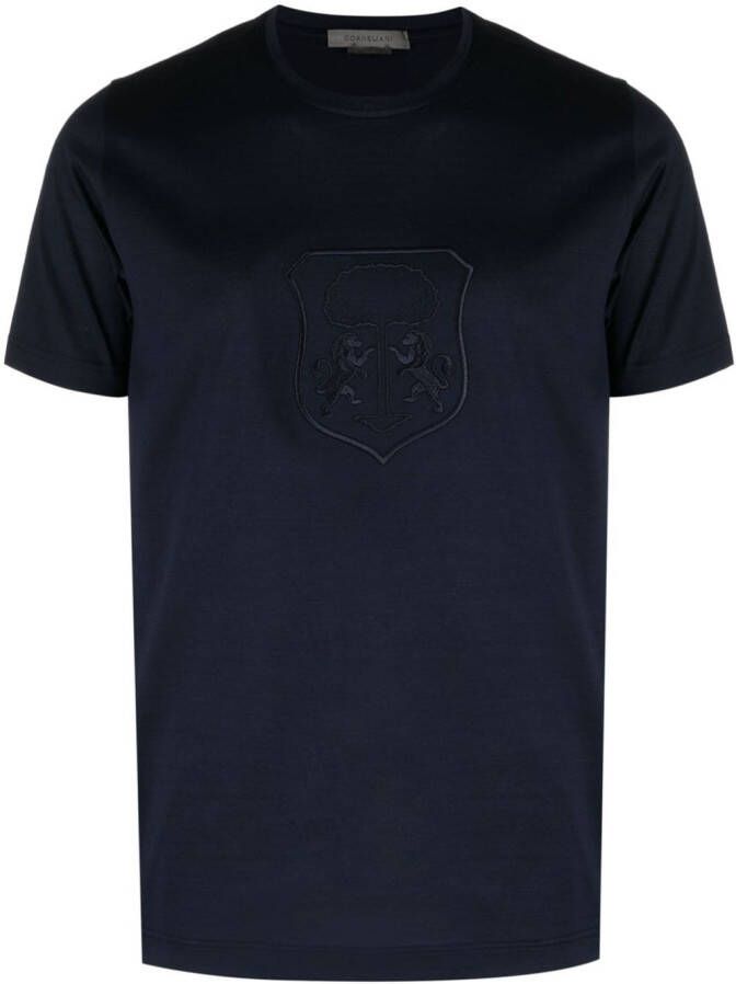 Corneliani T-shirt met geborduurd logo Blauw