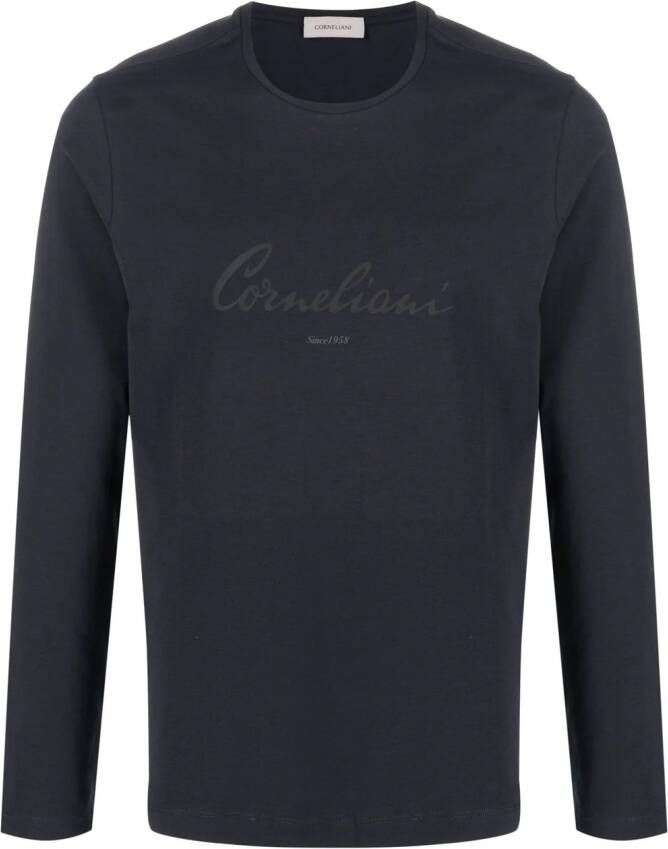 Corneliani T-shirt met logoprint Blauw