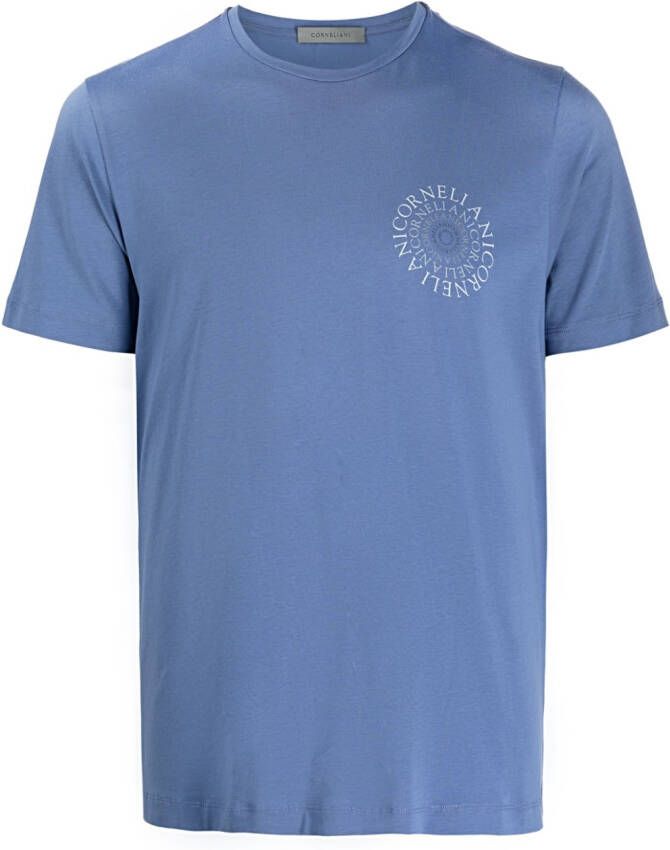 Corneliani T-shirt met logoprint Blauw