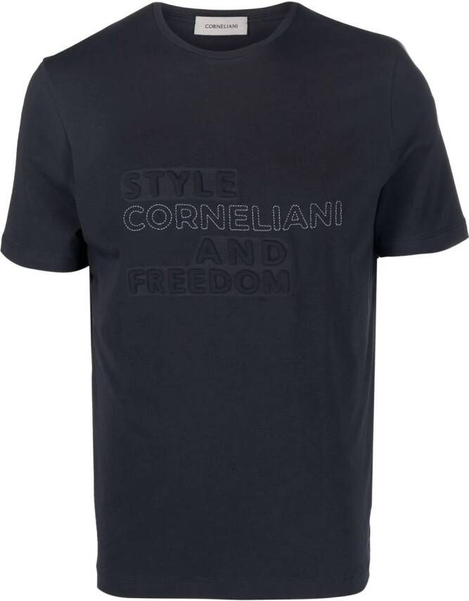 Corneliani T-shirt met tekst Blauw