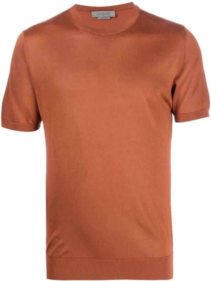 Corneliani Zijden T-shirt Bruin