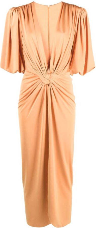 Costarellos Midi-jurk met korte mouwen Oranje