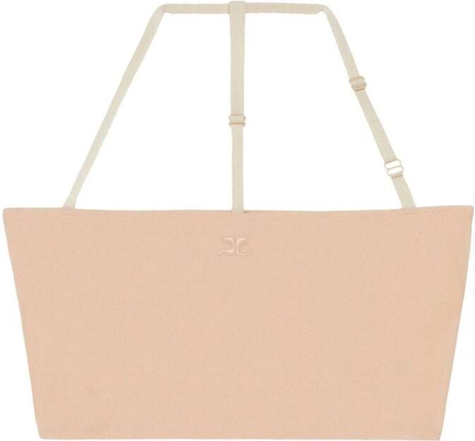 Courrèges Bh-top met geborduurd logo Beige