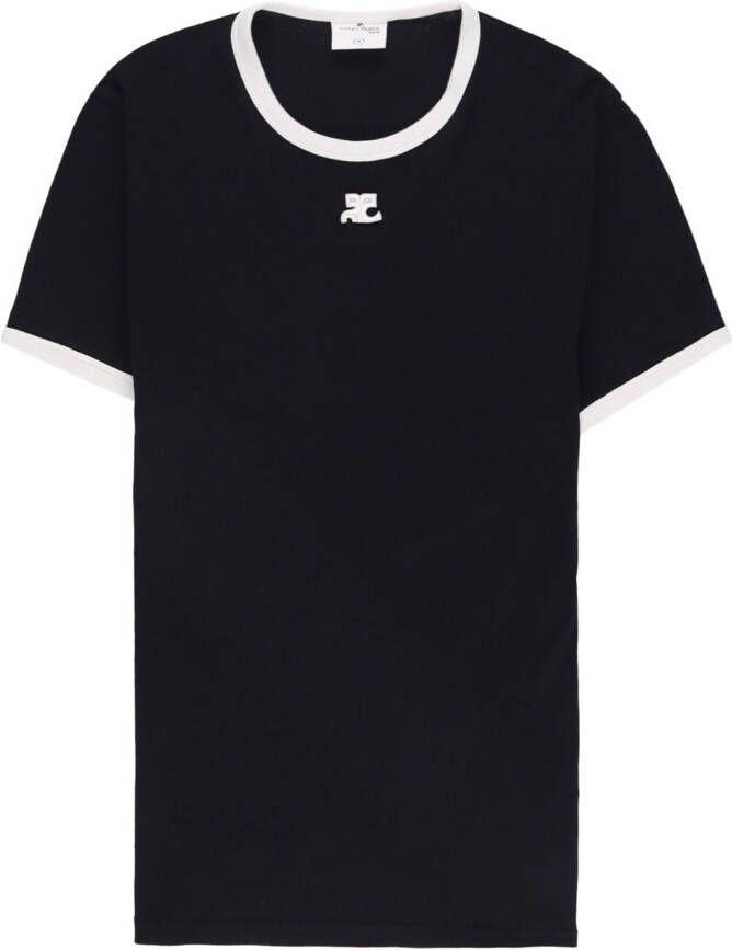 Courrèges T-shirt met contrast Zwart