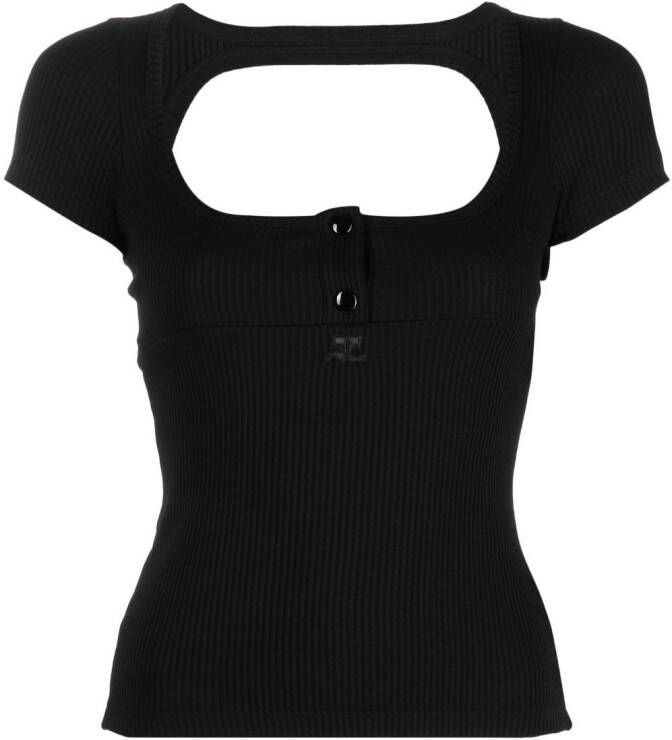 Courrèges T-shirt met uitgesneden detail Zwart