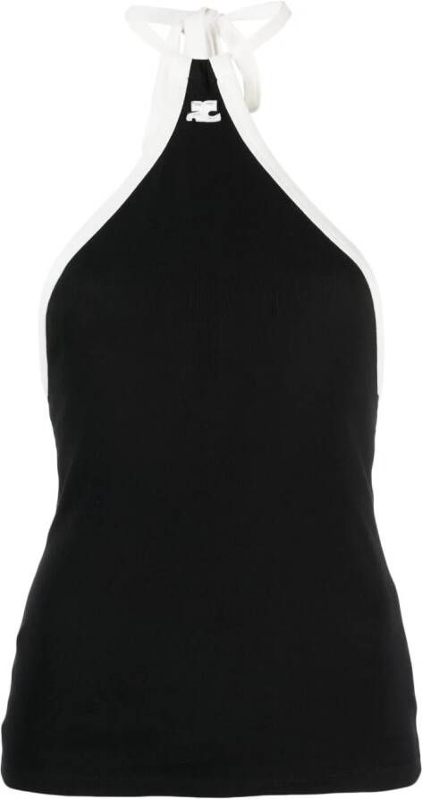 Courrèges Top met geborduurd logo Zwart