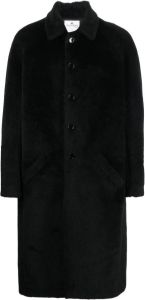 Courrèges faux-fur single-breasted button coat Zwart