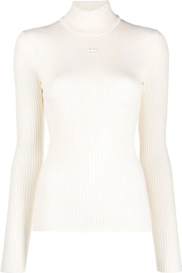 Courrèges Geribbelde trui Beige