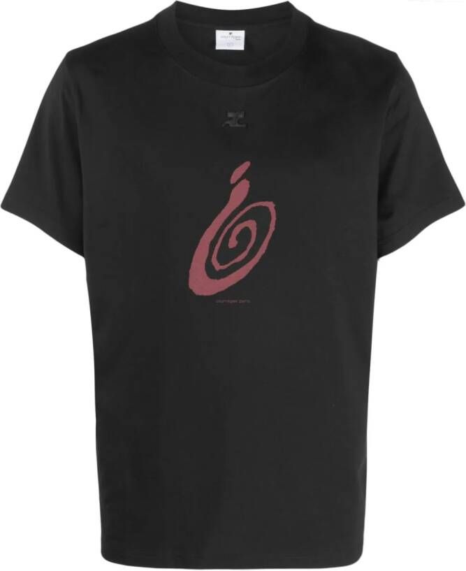 Courrèges T-shirt met print Zwart