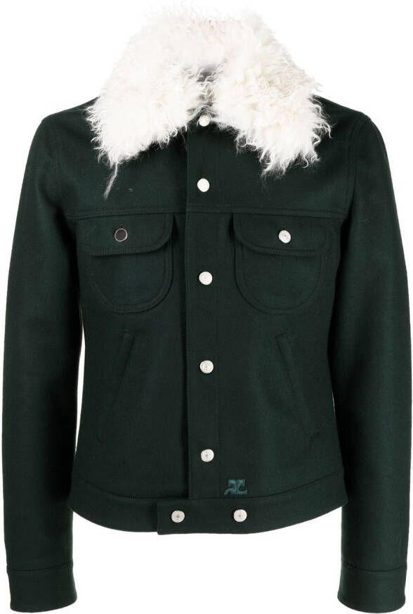 Courrèges Jack met kraag van imitatiebont Groen