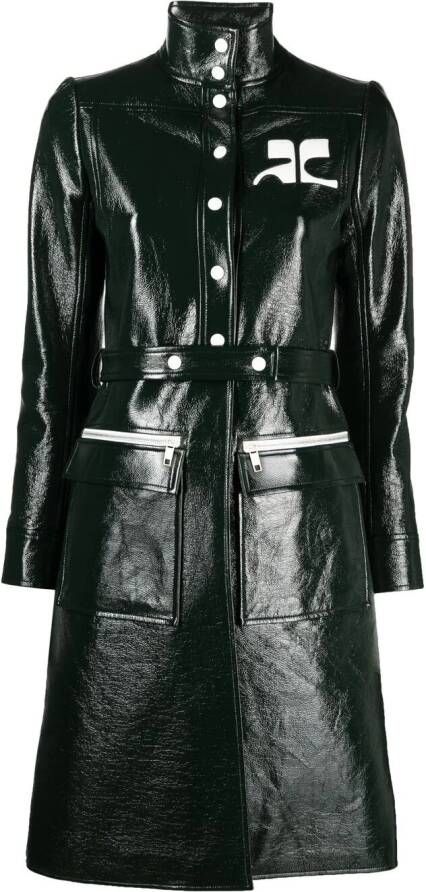 Courrèges Vinyl trenchcoat met logo-applicatie Groen