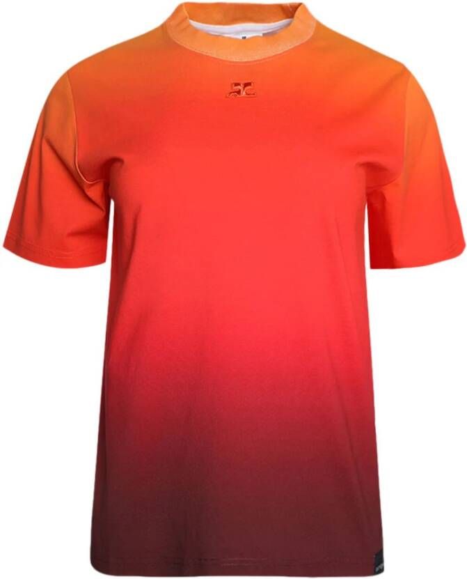 Courrèges logo-appliqué gradient-effect T-shirt Oranje