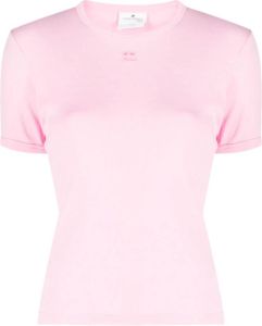Courrèges T-shirt met geborduurd logo Roze