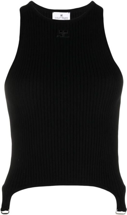 Courrèges Top met logopatch Zwart