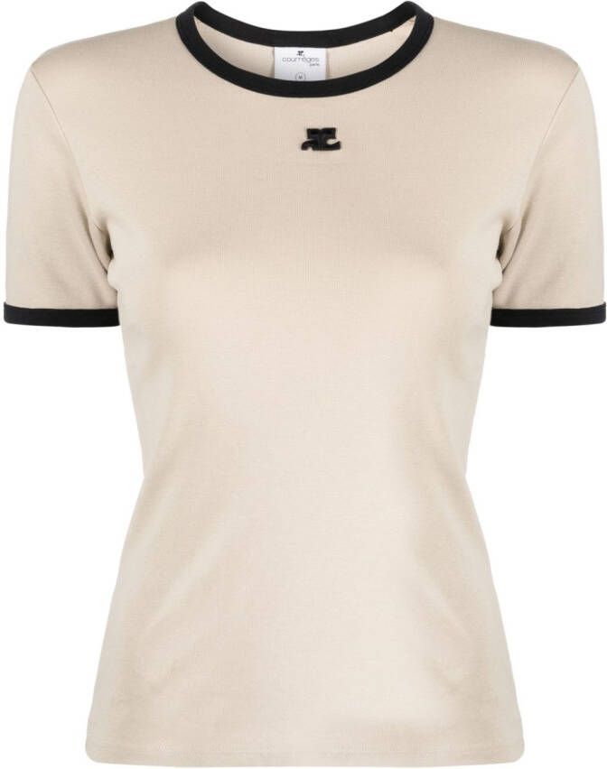 Courrèges T-shirt met logopatch Beige