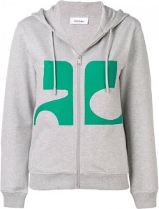 Courrèges logo zipped hoodie Grijs