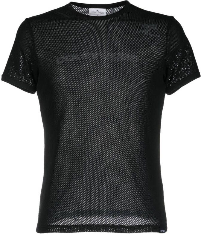 Courrèges T-shirt met mesh vlak Zwart