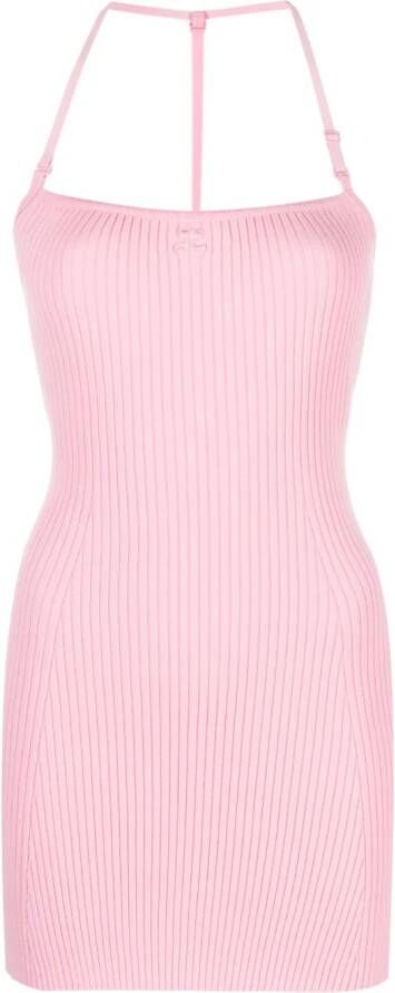 Courrèges Mini-jurk met geborduurd logo Roze