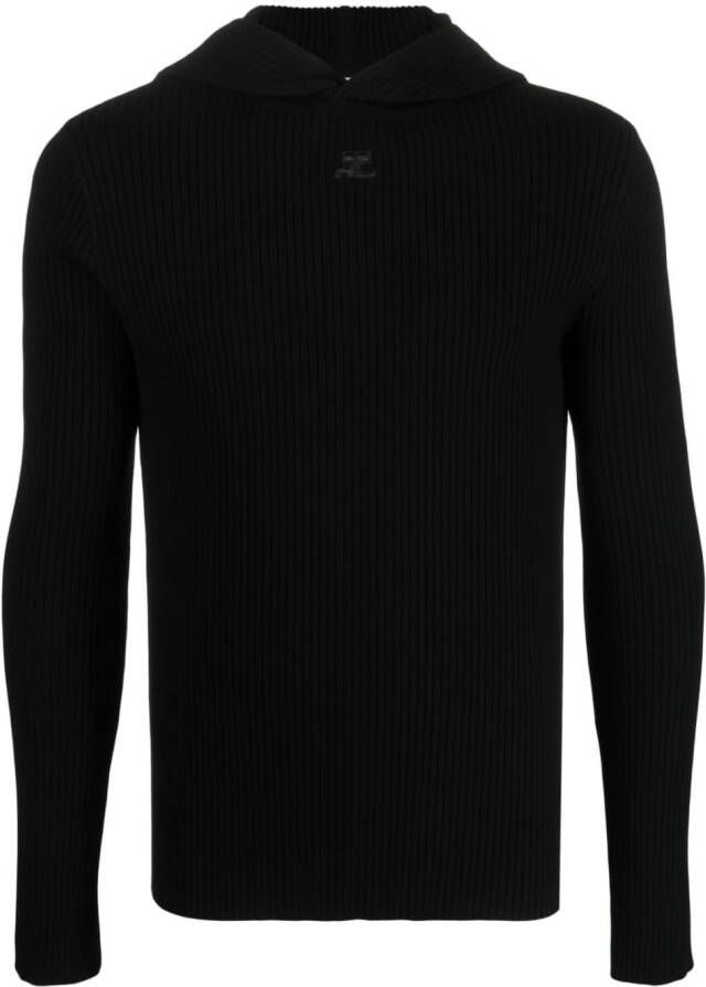 Courrèges Ribgebreide hoodie Zwart