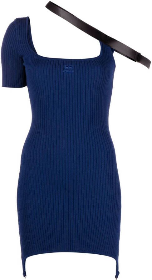 Courrèges Asymmetrische mini-jurk met banddetail Blauw