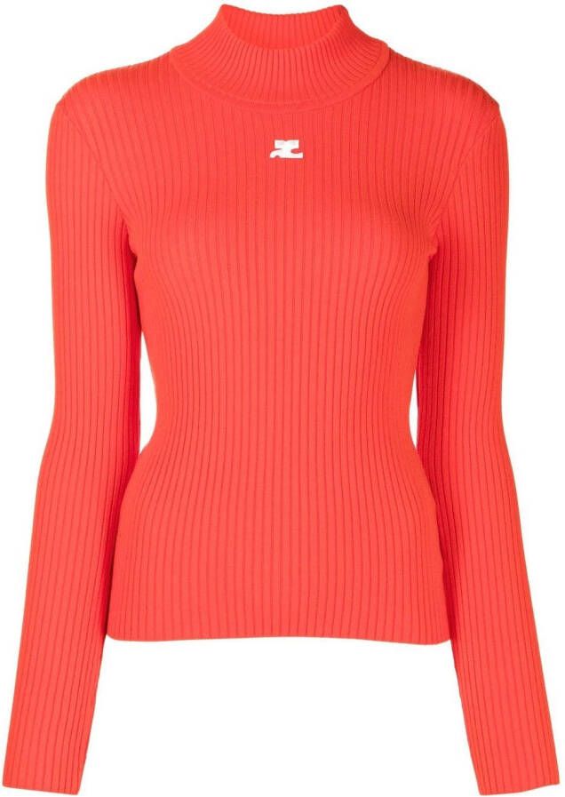 Courrèges Geribbelde coltrui Oranje