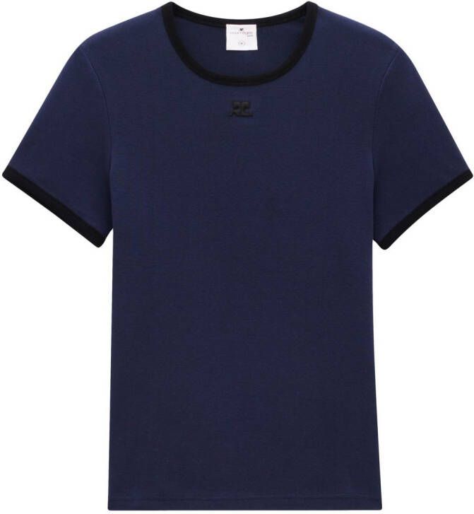 Courrèges T-shirt met contrasterende afwerking Blauw