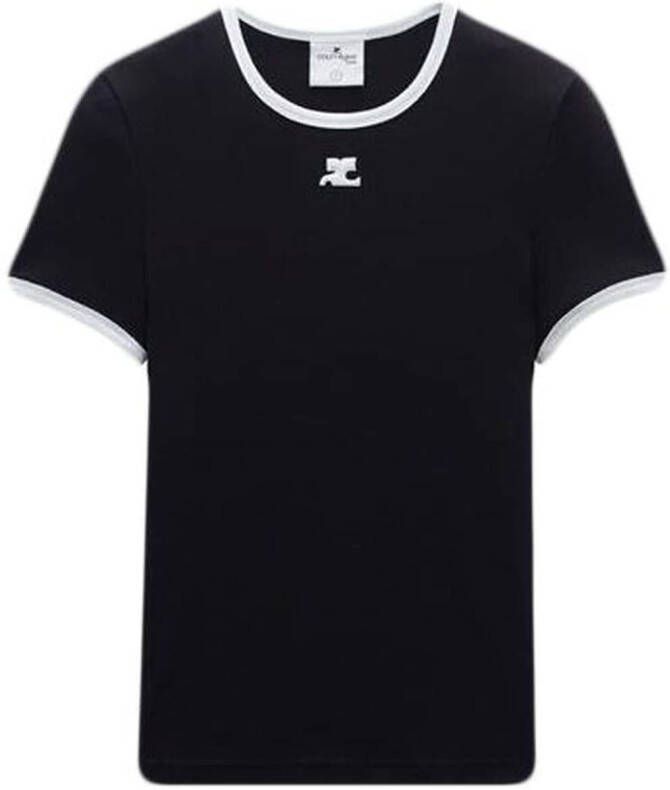 Courrèges T-shirt met contrasterende afwerking Zwart