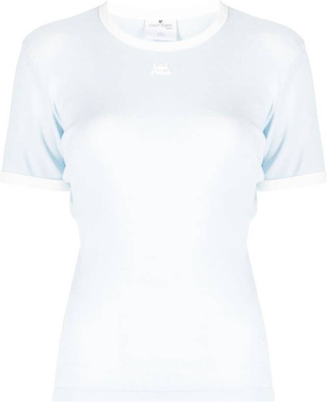 Courrèges T-shirt met geborduurd logo Blauw