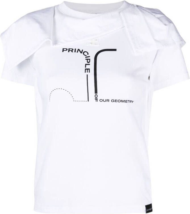 Courrèges T-shirt met gelaagde mouwen Wit