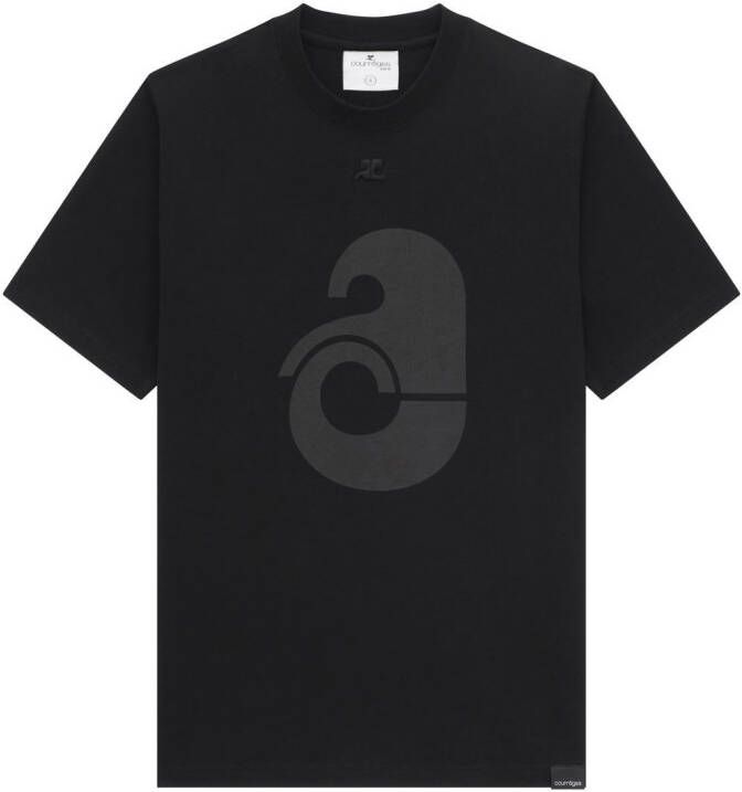 Courrèges T-shirt met logoprint Zwart