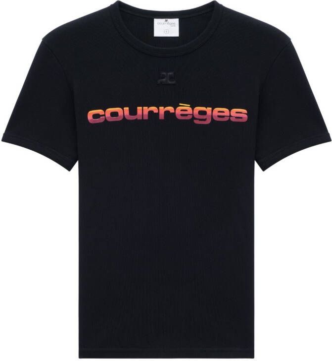 Courrèges T-shirt met logoprint Zwart
