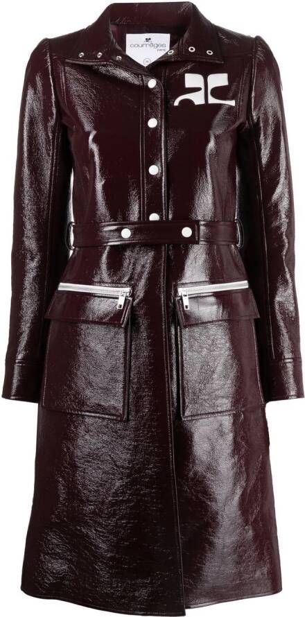 Courrèges Vinyl trenchcoat met logo-applicatie Paars