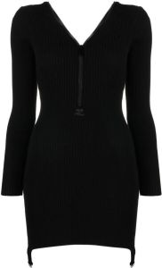 Courrèges zipped rib-knit dress Zwart