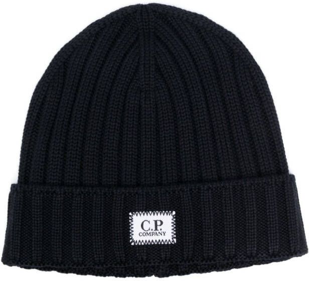 C.P. Company Geribbelde muts Blauw