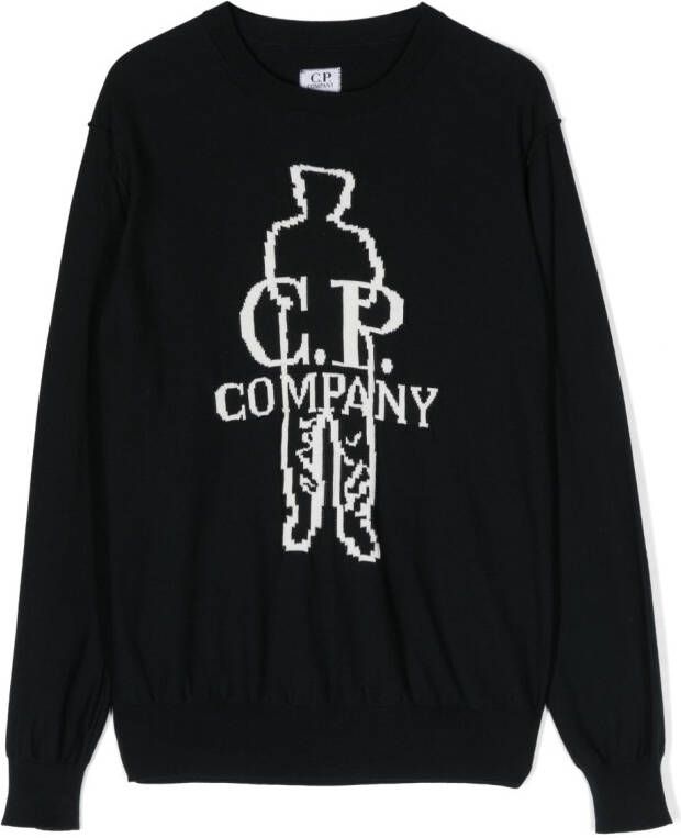 C.P. Company Kids Sweater met geborduurd logo Blauw