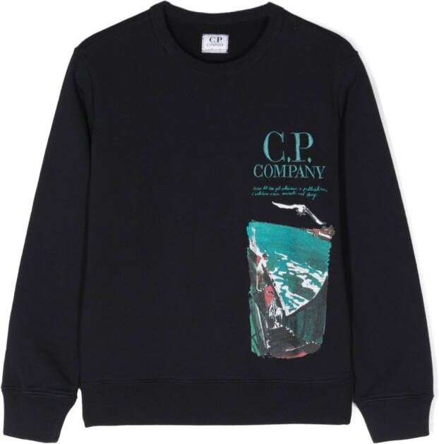 C.P. Company Kids Sweater met print Blauw