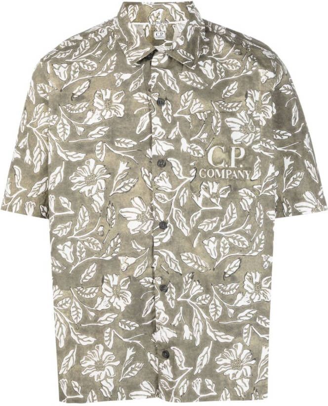 C.P. Company Overhemd met bloemenprint Groen