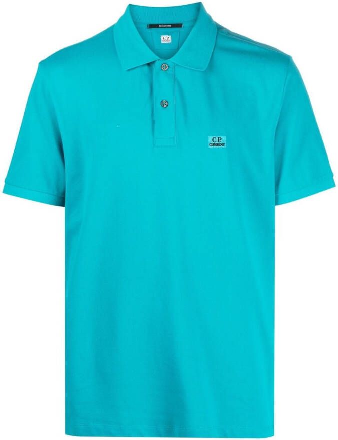 C.P. Company Poloshirt met geborduurd logo Blauw
