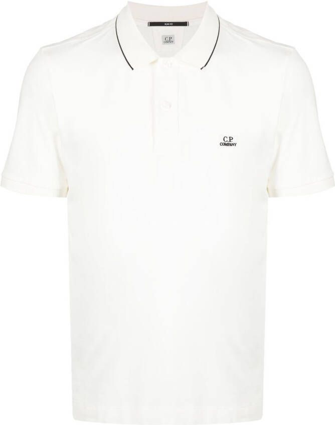 C.P. Company Poloshirt met geborduurd logo Wit