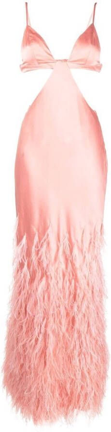 Cult Gaia Avondjurk met veren afwerking Roze