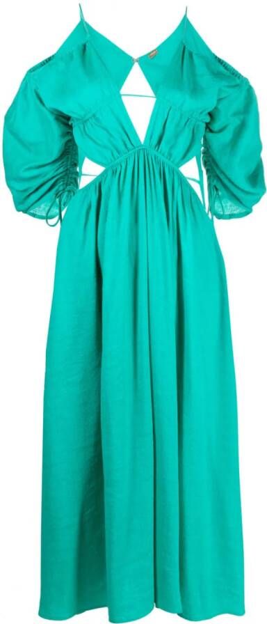 Cult Gaia Midi-jurk met V-hals Groen