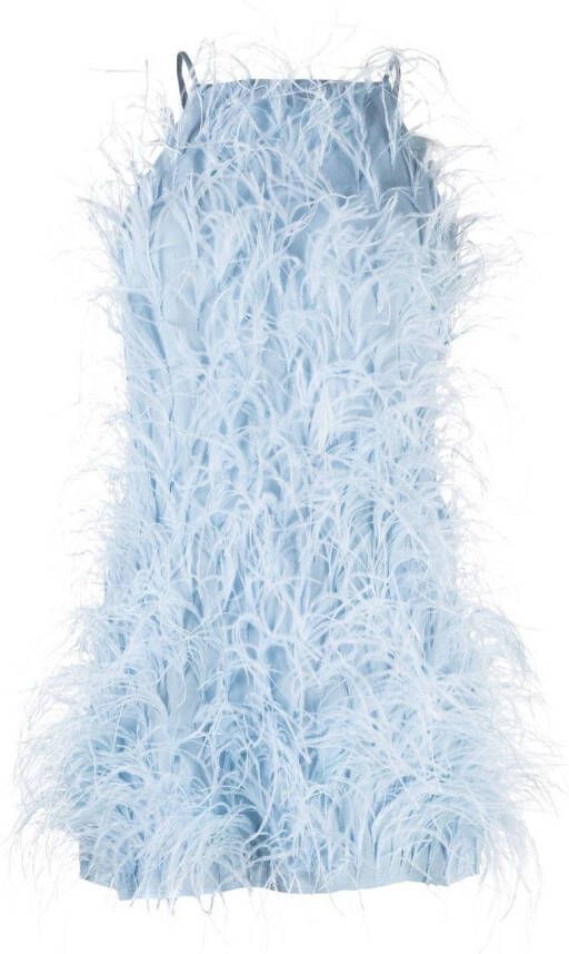 Cult Gaia Mini-jurk verfraaid met veren Blauw