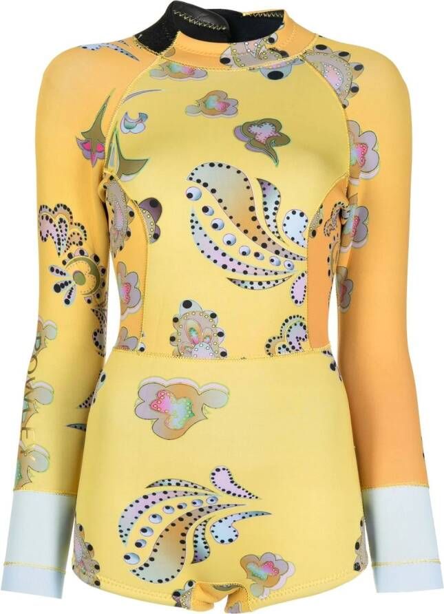 Cynthia Rowley Badpak met paisley-print Geel
