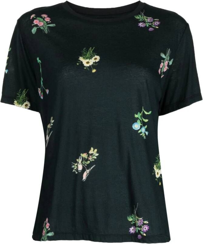 Cynthia Rowley T-shirt met bloemenprint Zwart