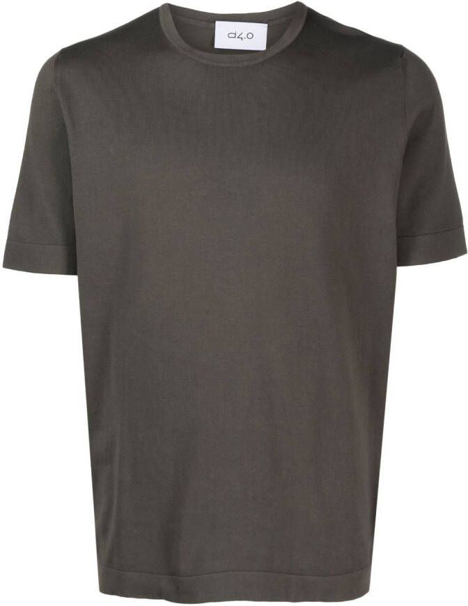 D4.0 Fijngeribbeld T-shirt Bruin